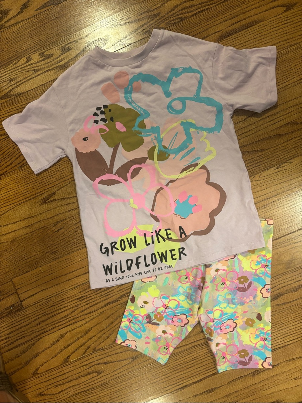Next Lilac Purple Floral T-Shirt and Cycle Shorts Set